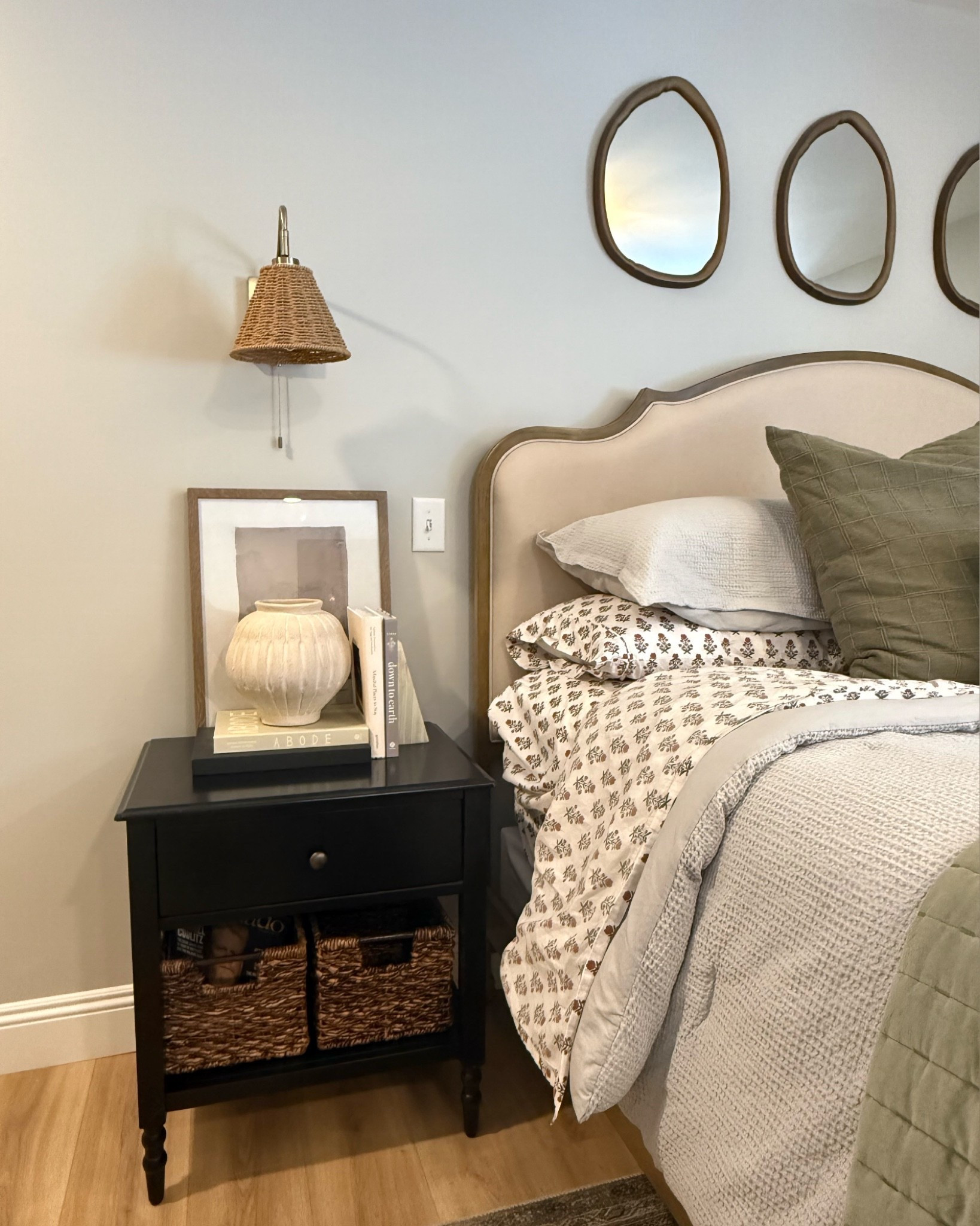 nightstand + lights + baskets

#LTKHome