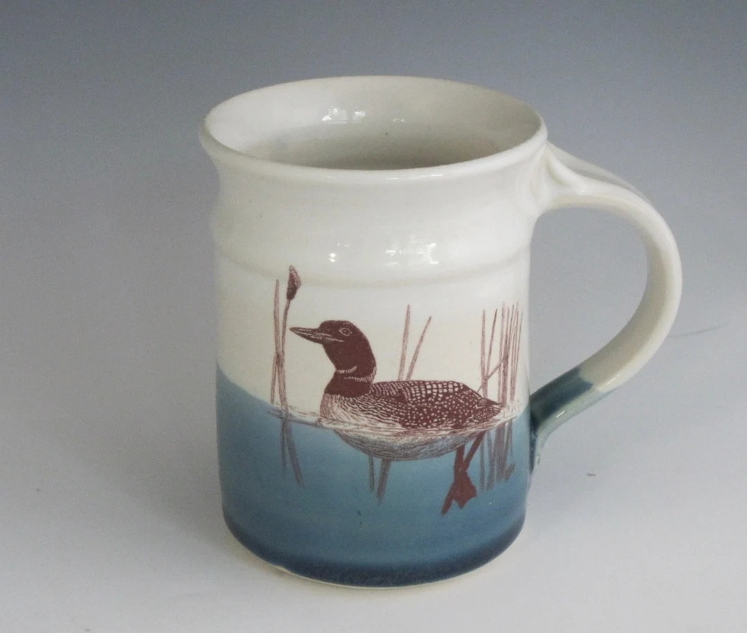 Loon in Water Mug, Handmade Pottery Mug, Ceramic Mug, Made to Order - Etsy | Etsy (US)