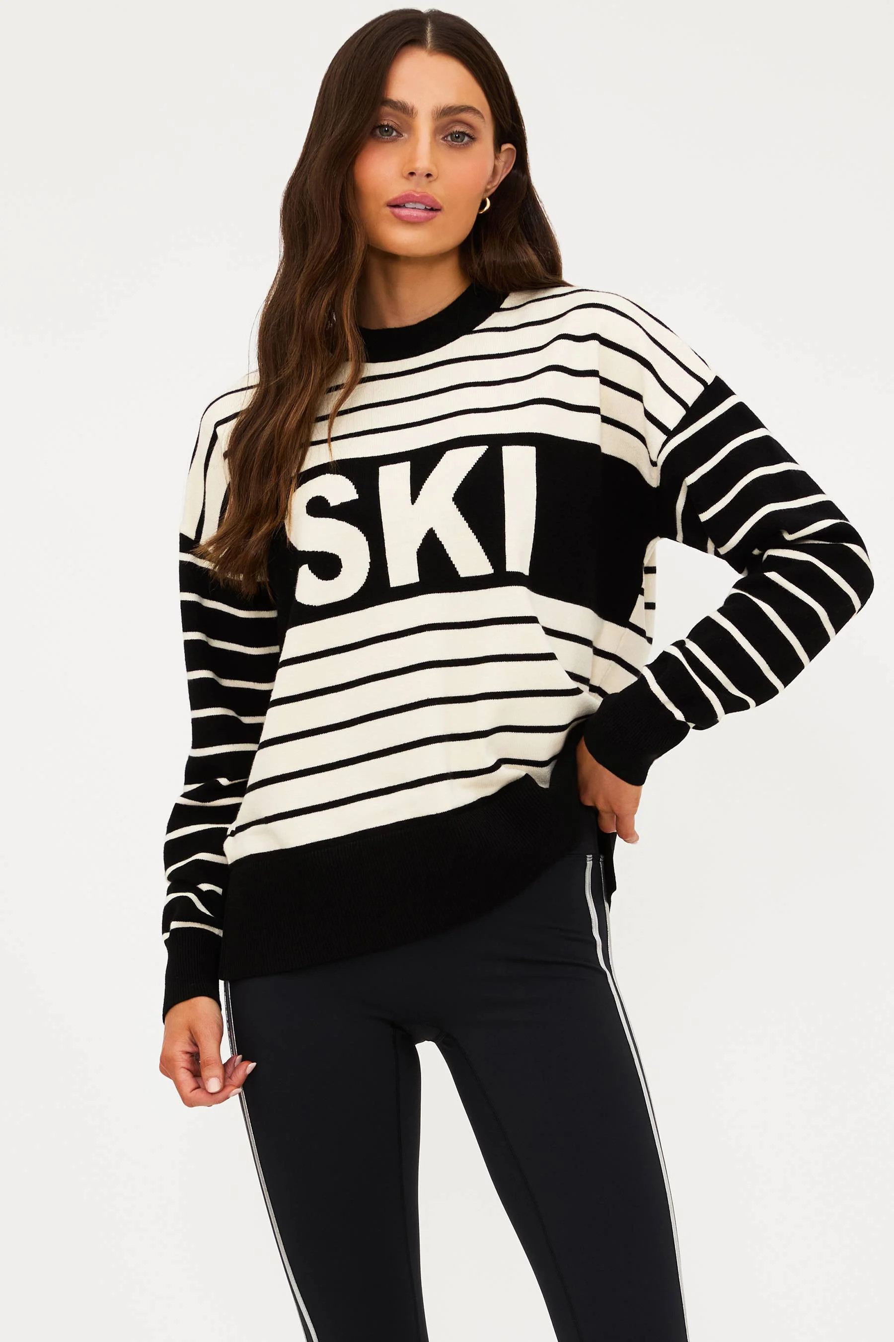 Callie Sweater Summit Stripe | Black & White Ski Sweater | Beach Riot | Beach Riot