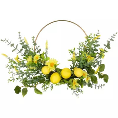 Northlight Lemon and Daisy Springtime Half Wreath - 22" - Yellow | Belk