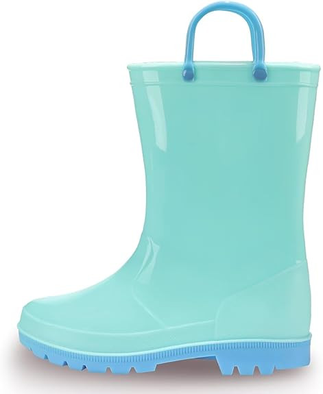EUXTERPA Boys Girls Waterproof Rain Boots Kids Toddler Solid Color Boots with Easy On Handles    ... | Amazon (US)