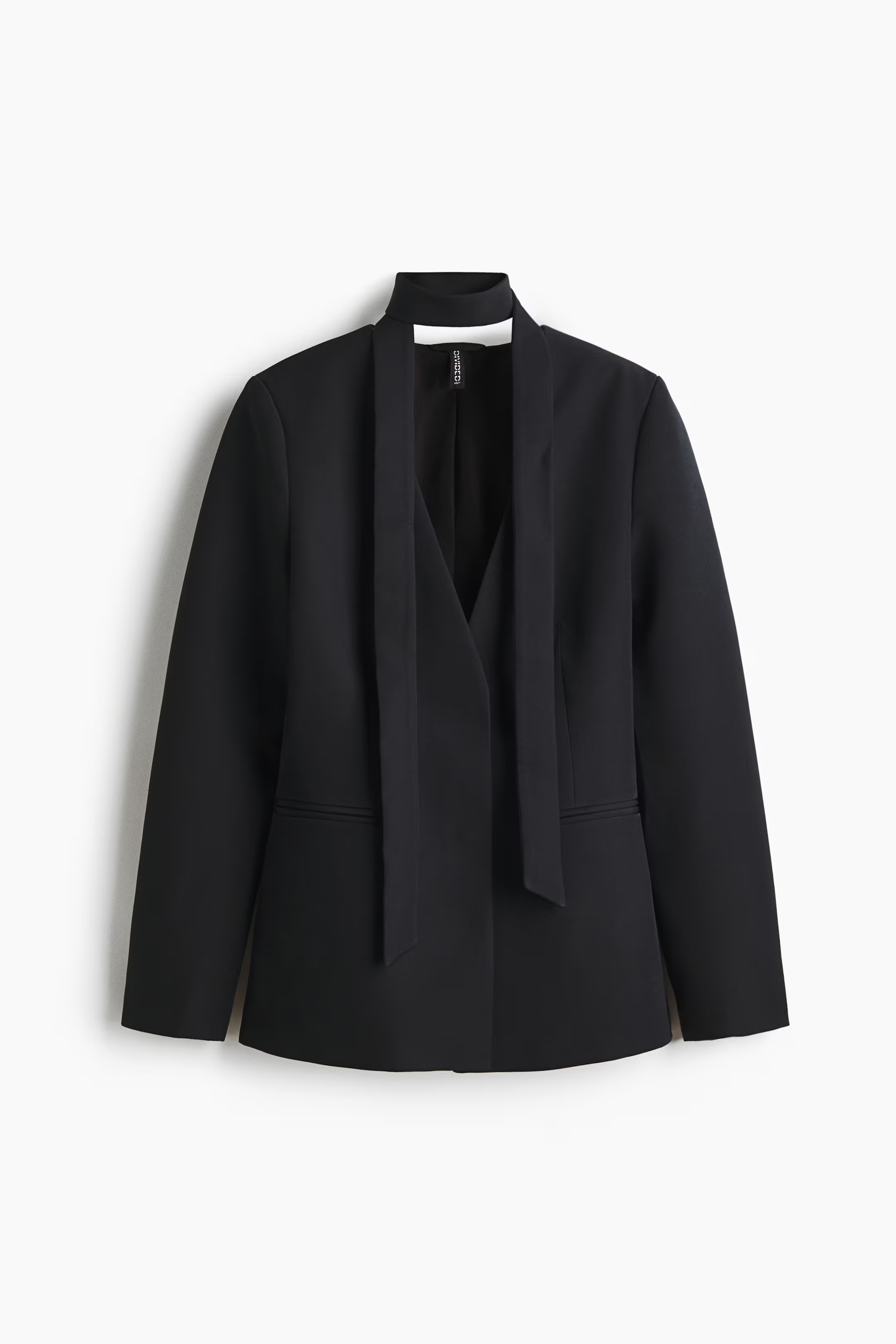 Scarf-detail collarless blazer - Black - Ladies | H&M US | H&M (US + CA)