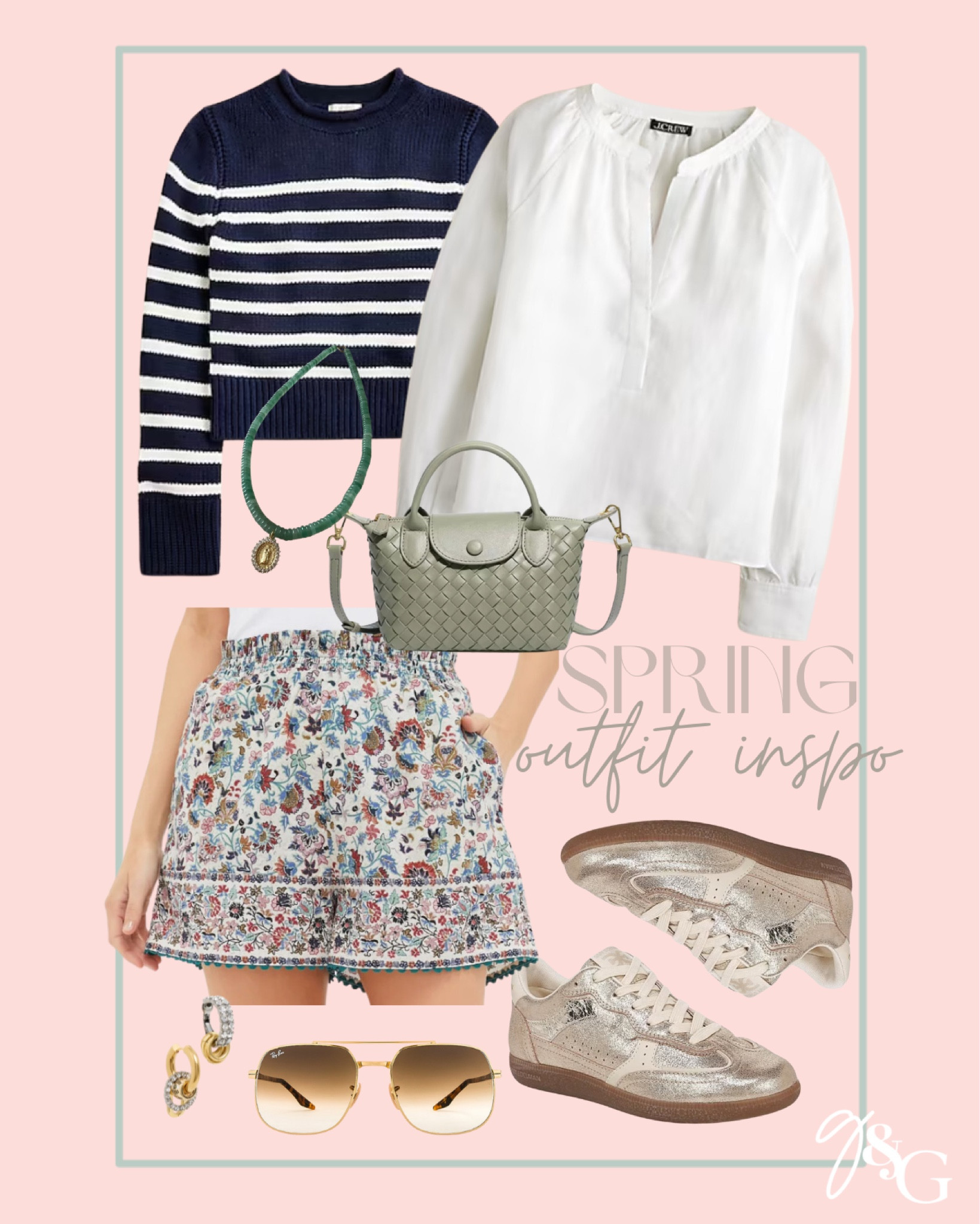 Spring outfit inspo // linen shirt, striped sweater, printed shorts, gemstone necklace, metallic sneakers // ft. Etsy, Tuckernuck, Jcrew, Dillards 

#LTKSeasonal #LTKStyleTip #LTKFindsUnder100
