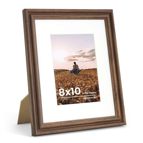 8 x 10 Picture Frame, USA-Sourced Walnut Wood Picture Frame, 8x10 Photo Frame with High Tempered Glass, 8 by 10 Wooden Frame Matted to 5x7 Photo for Wall & Tabletop Display, 1 Pack | Amazon (US)