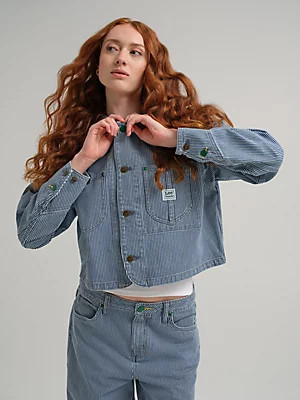 Women's Lee® x Crayola® Railroad Stripe Crop Chore Jacket | Lee Jeans