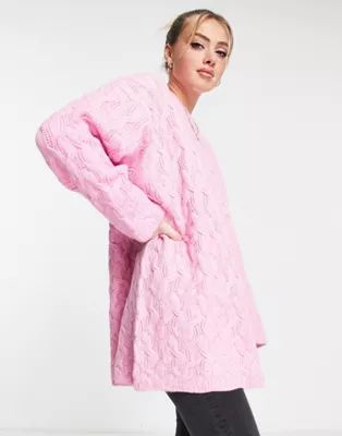 Monki oversized cable knit sweater in pink | ASOS (Global)