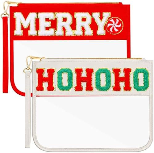 Remerry 2 Pcs Halloween Christmas Chenille Letter Clear Pouch Candy Treat Snack Goodie Bag PVC Ma... | Amazon (US)