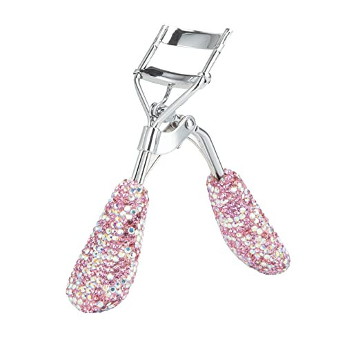Bling Rhinestone Eyelash Curlers Stainless Steel Natural and Long Lasting Eyelash Fit for All Eye Shape Curved Lash Curler (Pink) | Amazon (US)