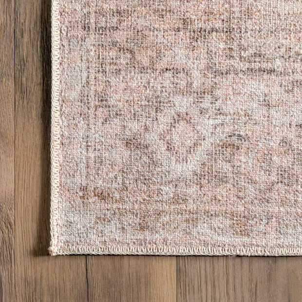 Light Pink Ava Vintage Persian Washable 6' x 9' Area Rug | Rugs USA
