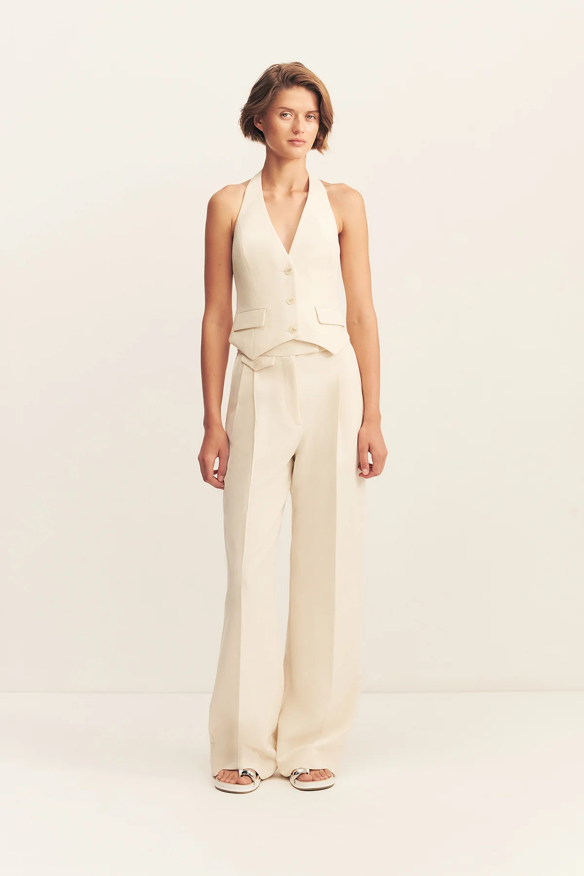 Irena Halter Neck Vest | Rice | Tops | Shona Joy | Shona Joy