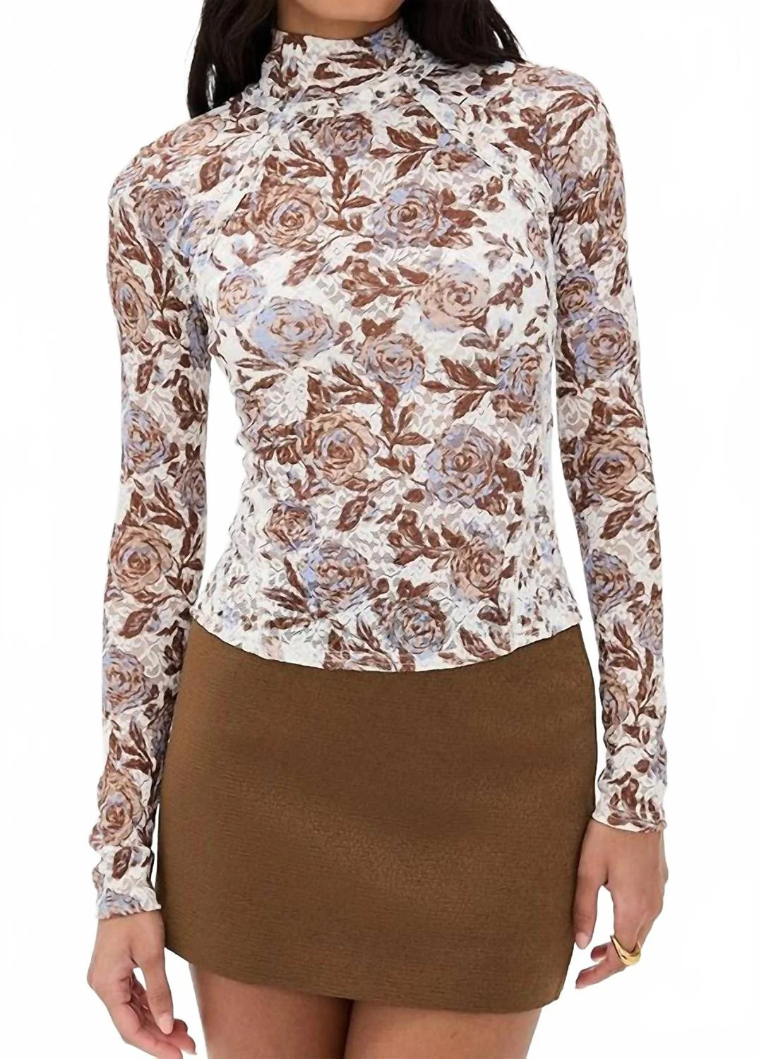 Lyric Long Sleeve Shirt In Ivory Combo | Shop Simon