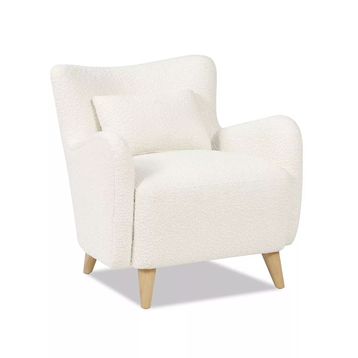 Lune 30" Curved Arm Accent Chair with Lumbar Pillow, Ivory White Boucle | Target