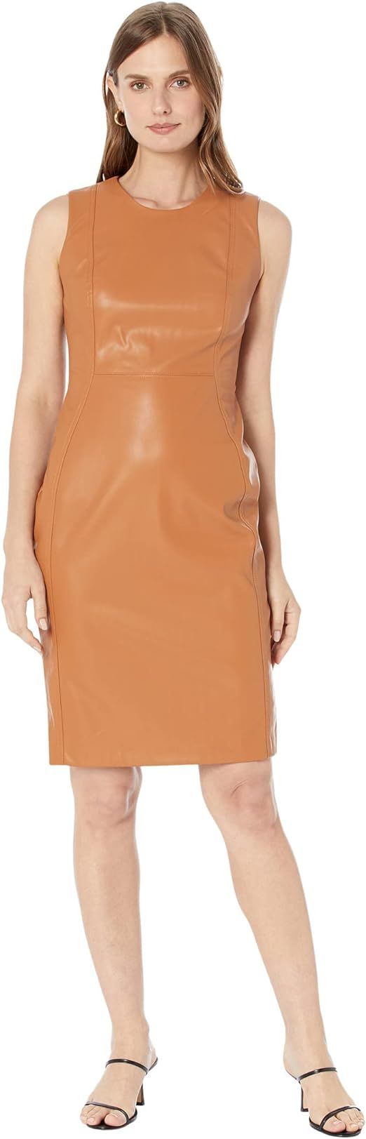 Calvin Klein Faux Leather Sheath Dress | Amazon (US)