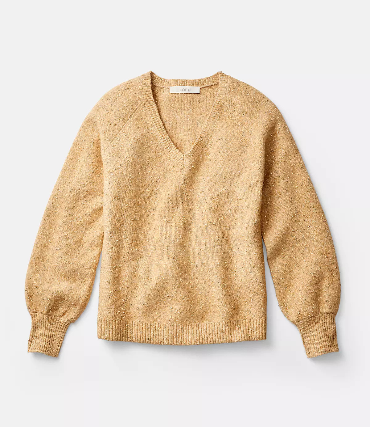 Shimmer Stitch V-Neck Sweater | LOFT