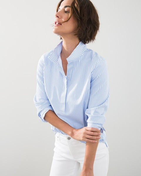 Stretch Striped Button-Back Tunic | Chico's