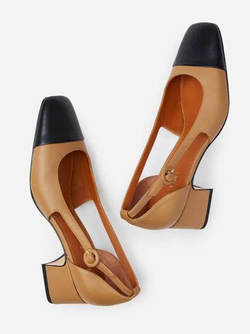 Callie Leather Heels in Color Block | J.McLaughlin