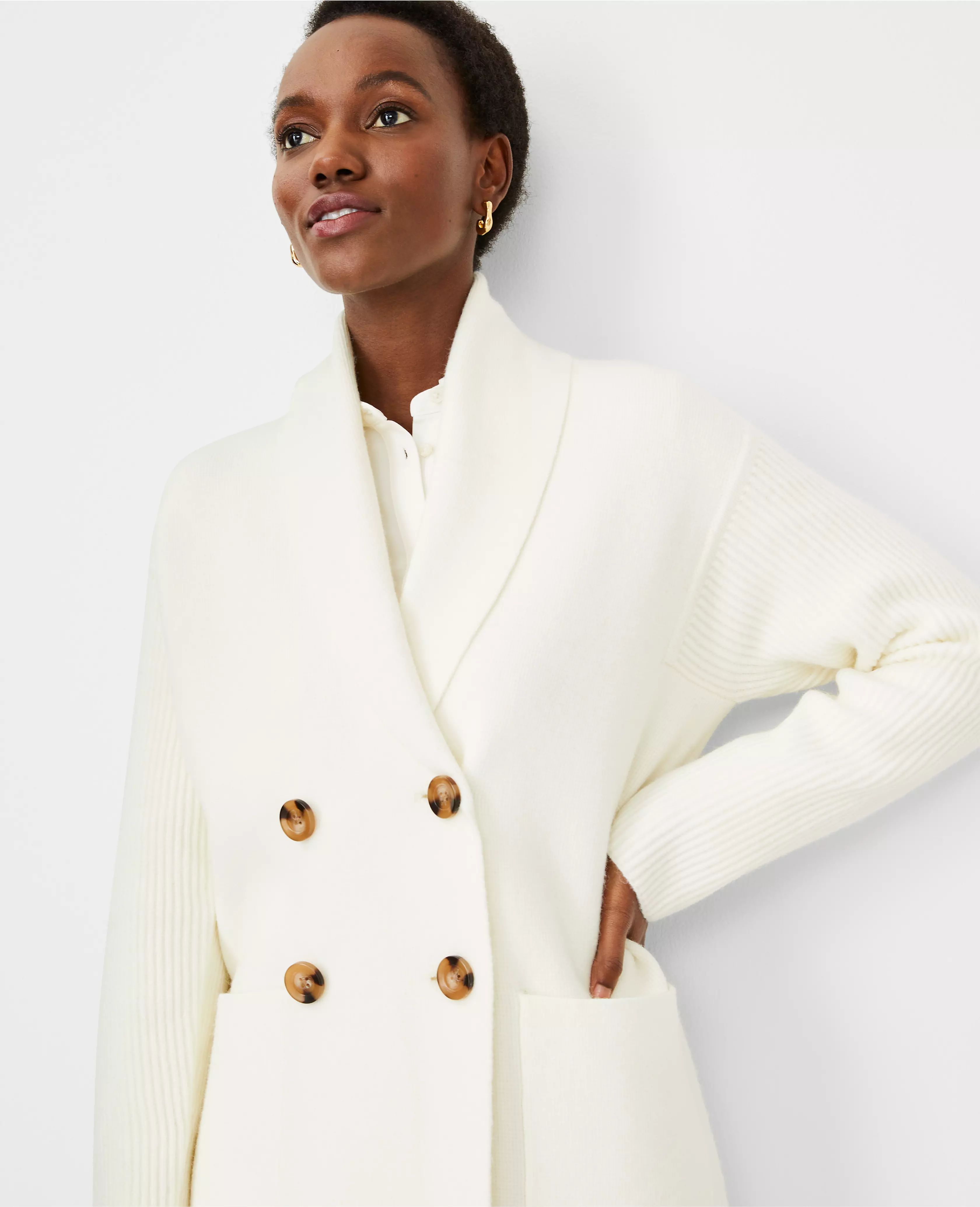 Shawl Collar Double Breasted Sweater Jacket | Ann Taylor (US)