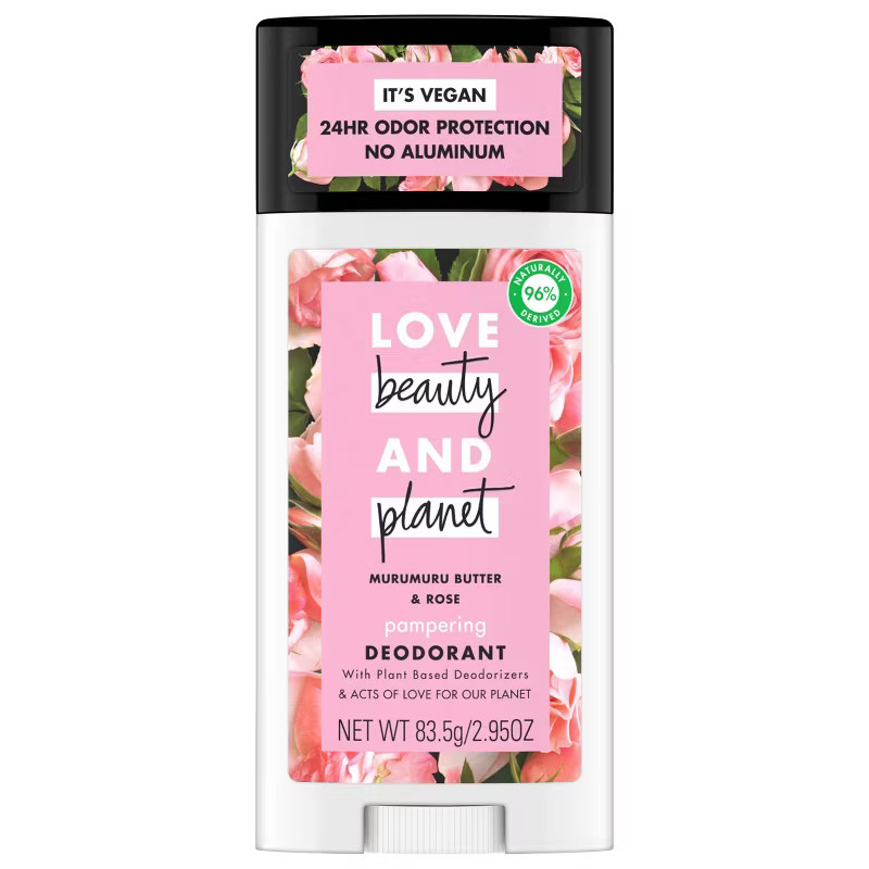 Love Beauty & Planet Aluminum Free Murumuru Butter & Rose Pampering Deodorant Stick - 2.95oz | Target