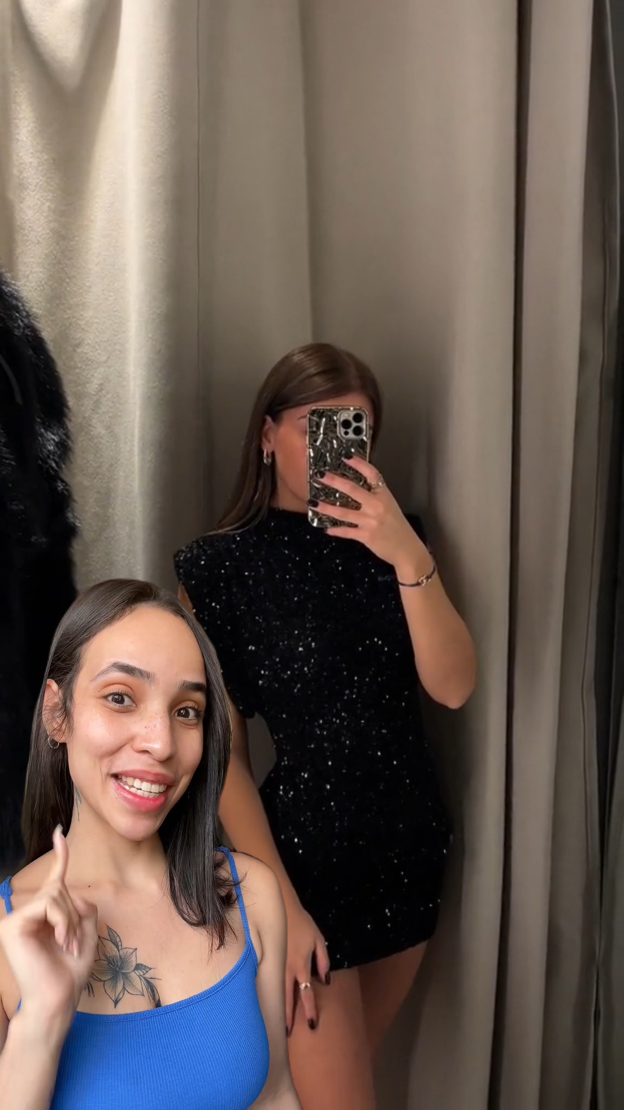 Vestido paetê preto Zara no AliExpress