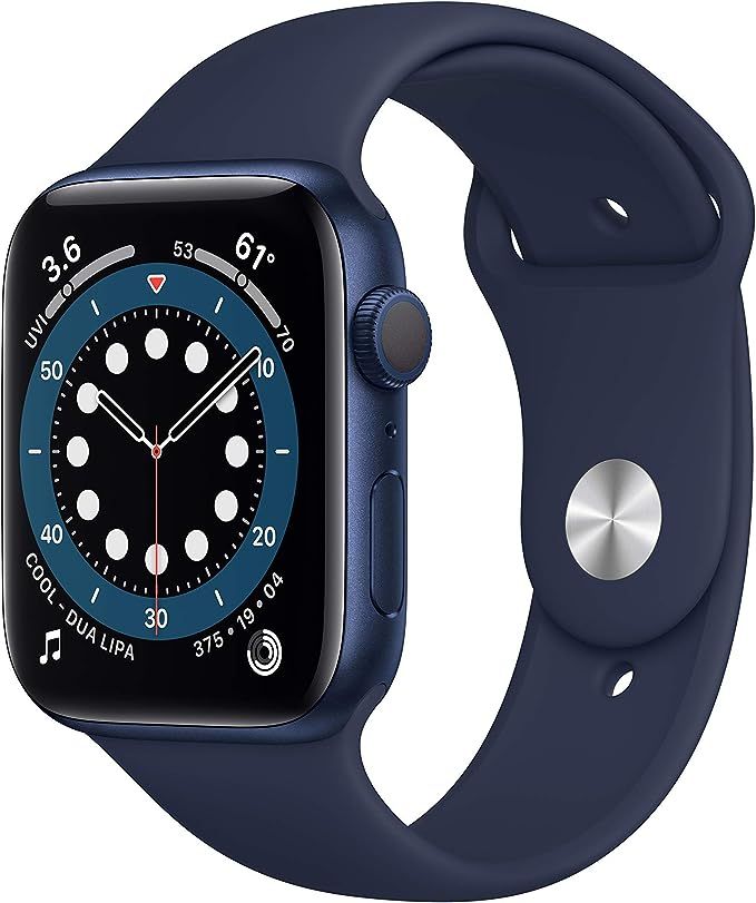 Apple Watch Series 6 (GPS, 44mm) - Blue Aluminum Case with Deep Navy Sport Band (Renewed) | Amazon (US)