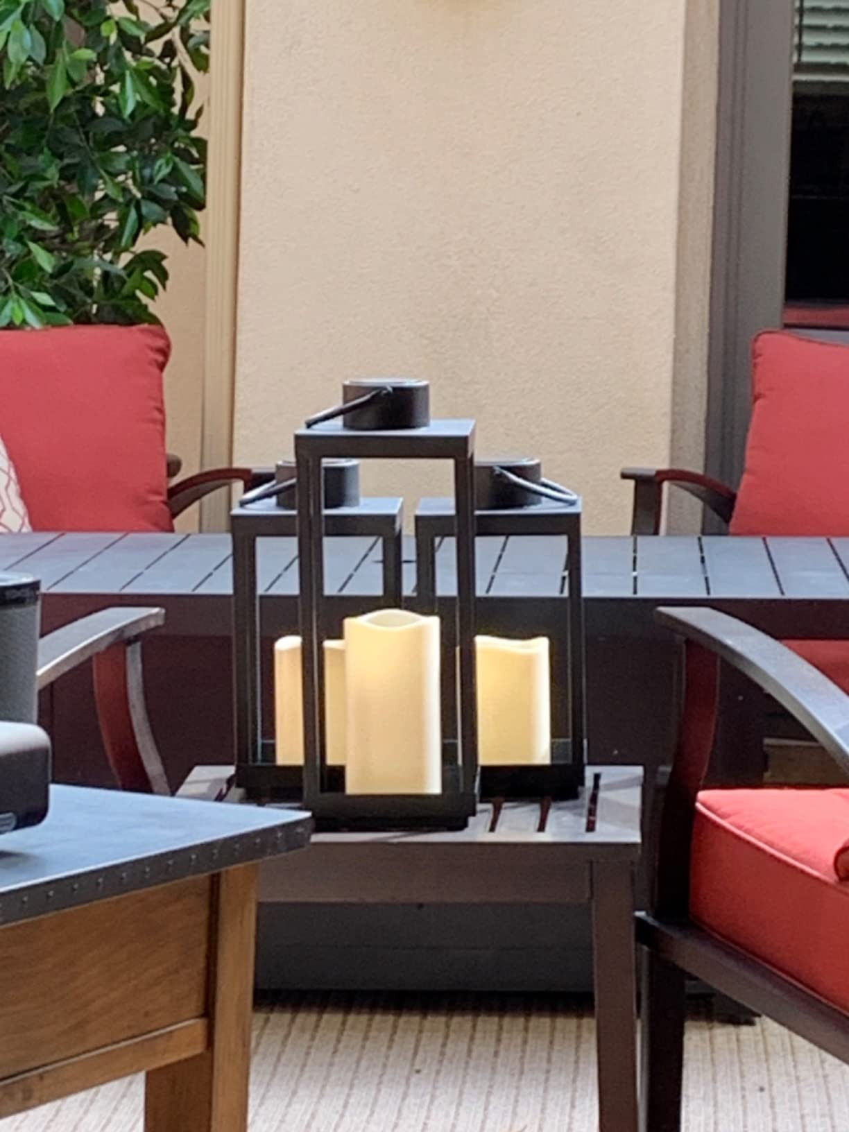 LampLust Outdoor Lanterns for Porch, 14" Solar Lantern Outdoor, Black Metal (No Glass), Large Lanterns Decorative with Waterproof LED Candle, Modern Farmhouse Patio Front Porch Decor | Amazon (US)