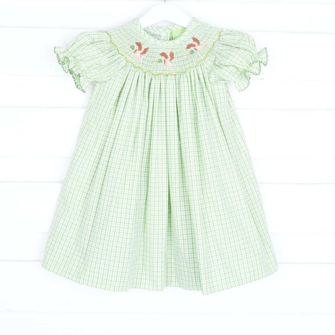 Smocked Mallards Green Plaid Dress | Classic Whimsy