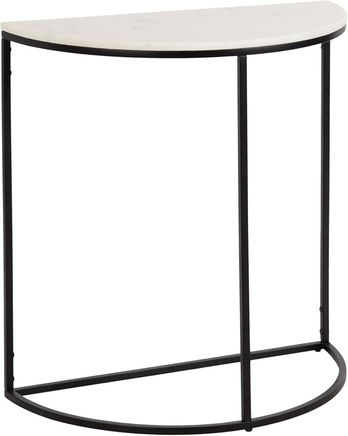 Kate and Laurel Dorrah Modern Round Marble Console Table for Entryway; 28 x 14 x 30; White and Bl... | Amazon (US)