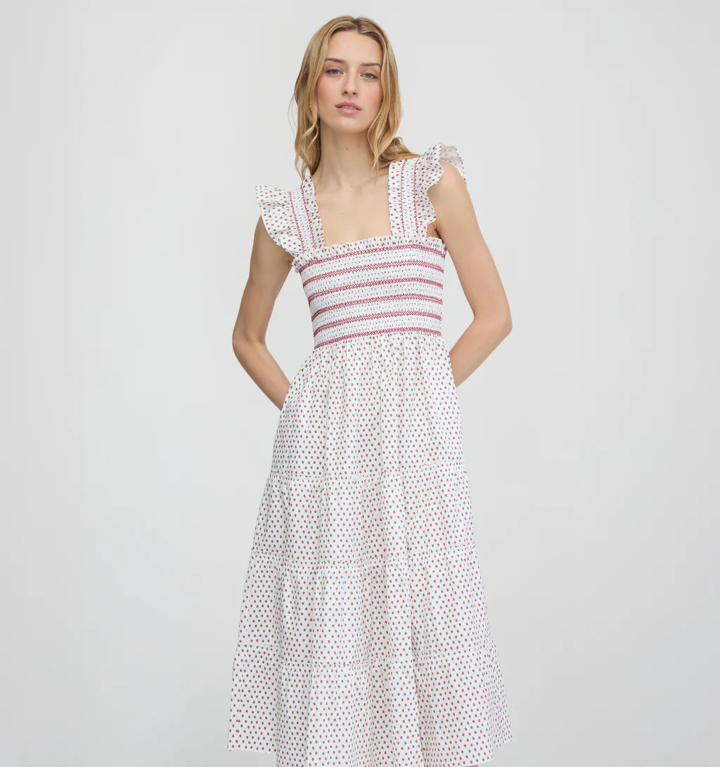 The Ellie Nap Dress - White Poppy Half Drop | Hill House Home US