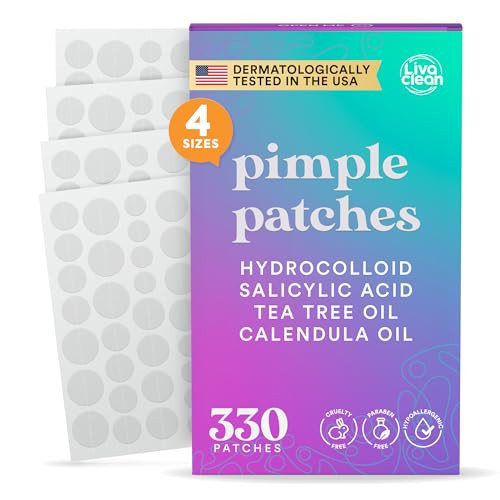 LivaClean 330 CT Pimple Patches for Face w/Salicylic Acid, Tea Tree Oil & Calendula Oil - Four Sizes - Pimple Patch, Hydrocolloid Patch, Acne Patches for Face | Amazon (US)