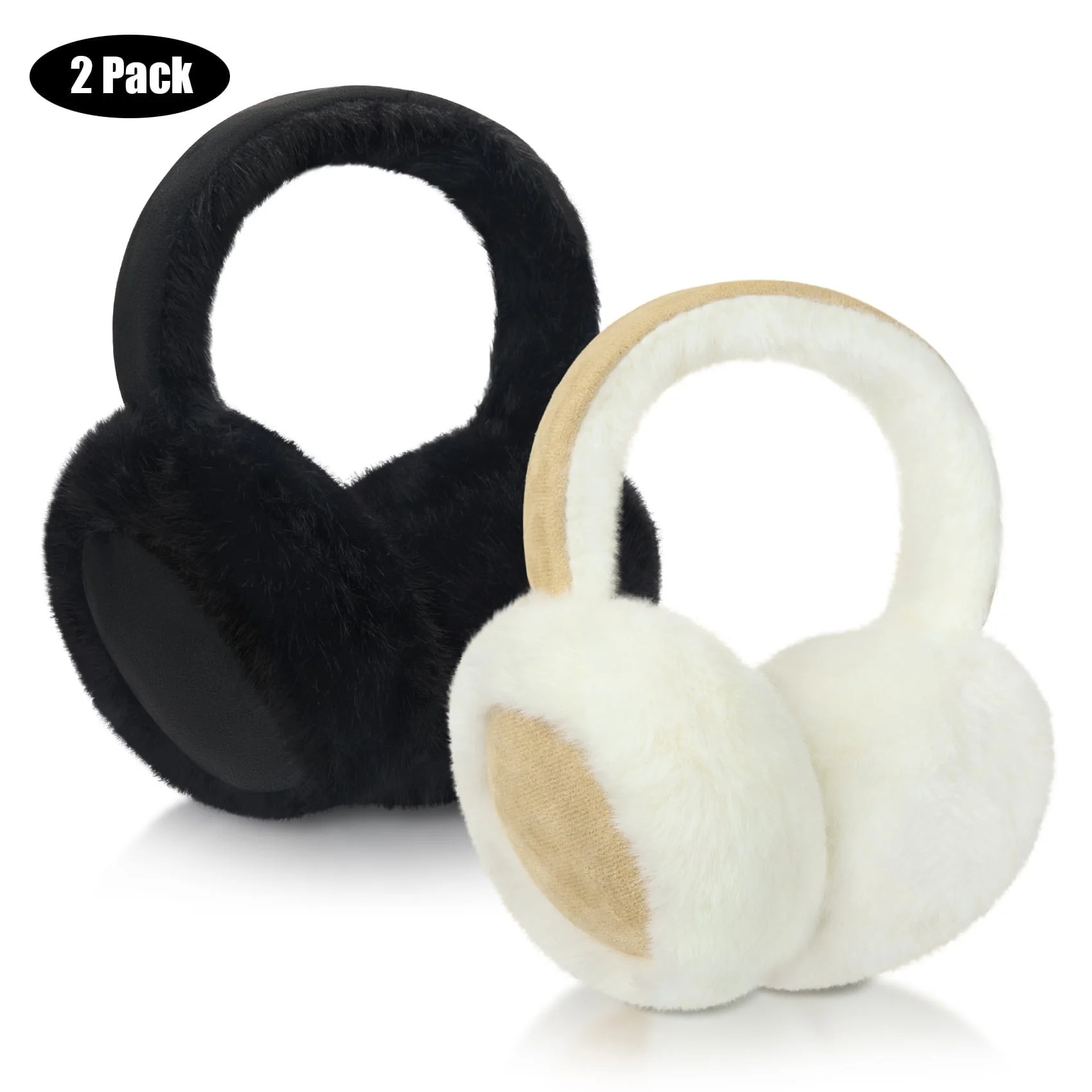 KOITHOT 2 Pcs Ear Muffs for Women, Foldable Fluffy Earmuffs with Headband, Multicolor Winter Outd... | Walmart (US)