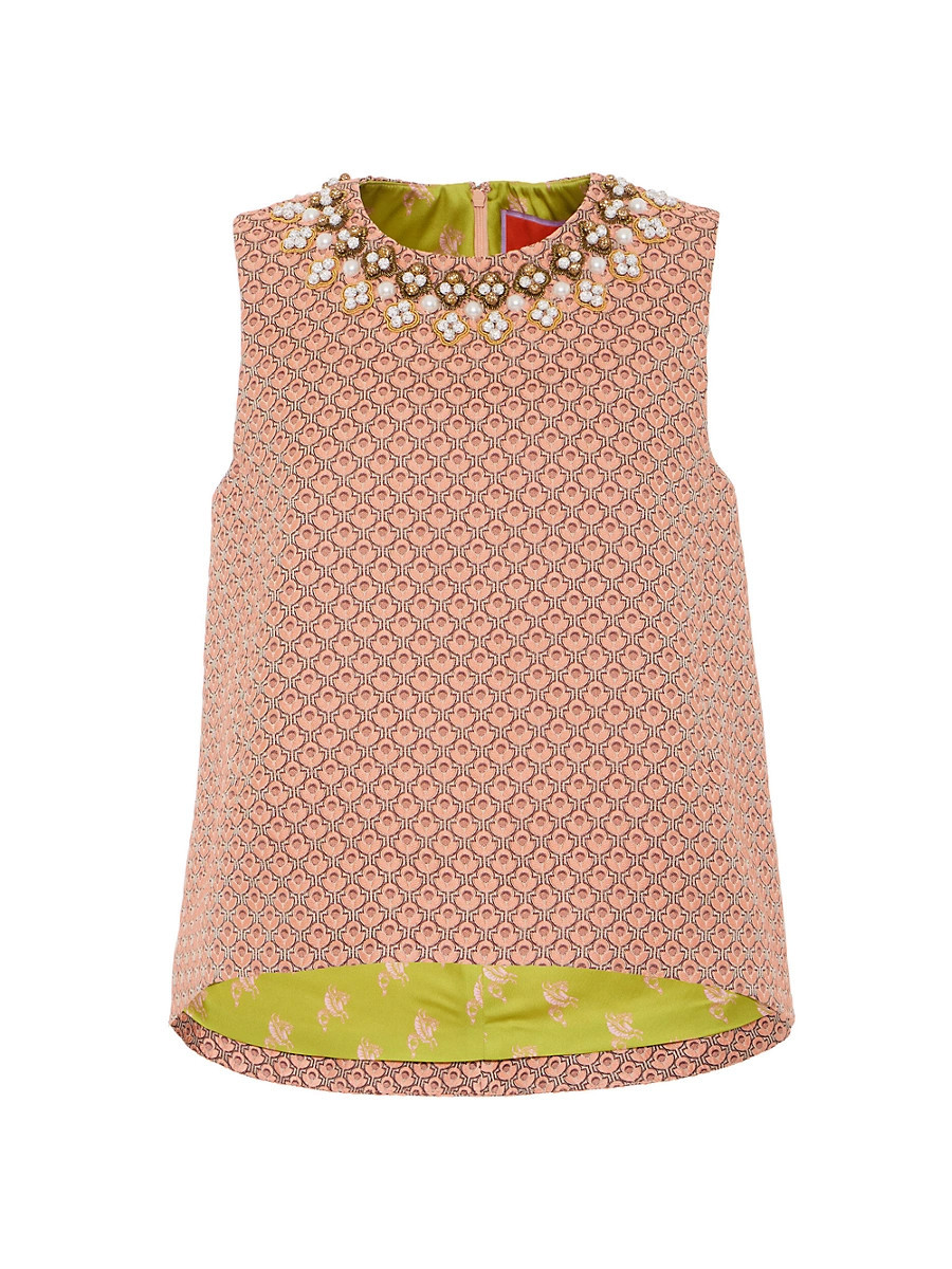 Women's La Scala Top Embroidered - Tulip Jacquard Pale Pink - Size Medium | Saks Fifth Avenue