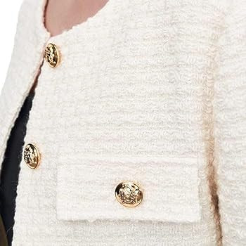 URBAN REVIVO Women's Long Sleeve Cropped Tweed Jacket with Pocket Elegant Slim Fit Work Office Bu... | Amazon (US)