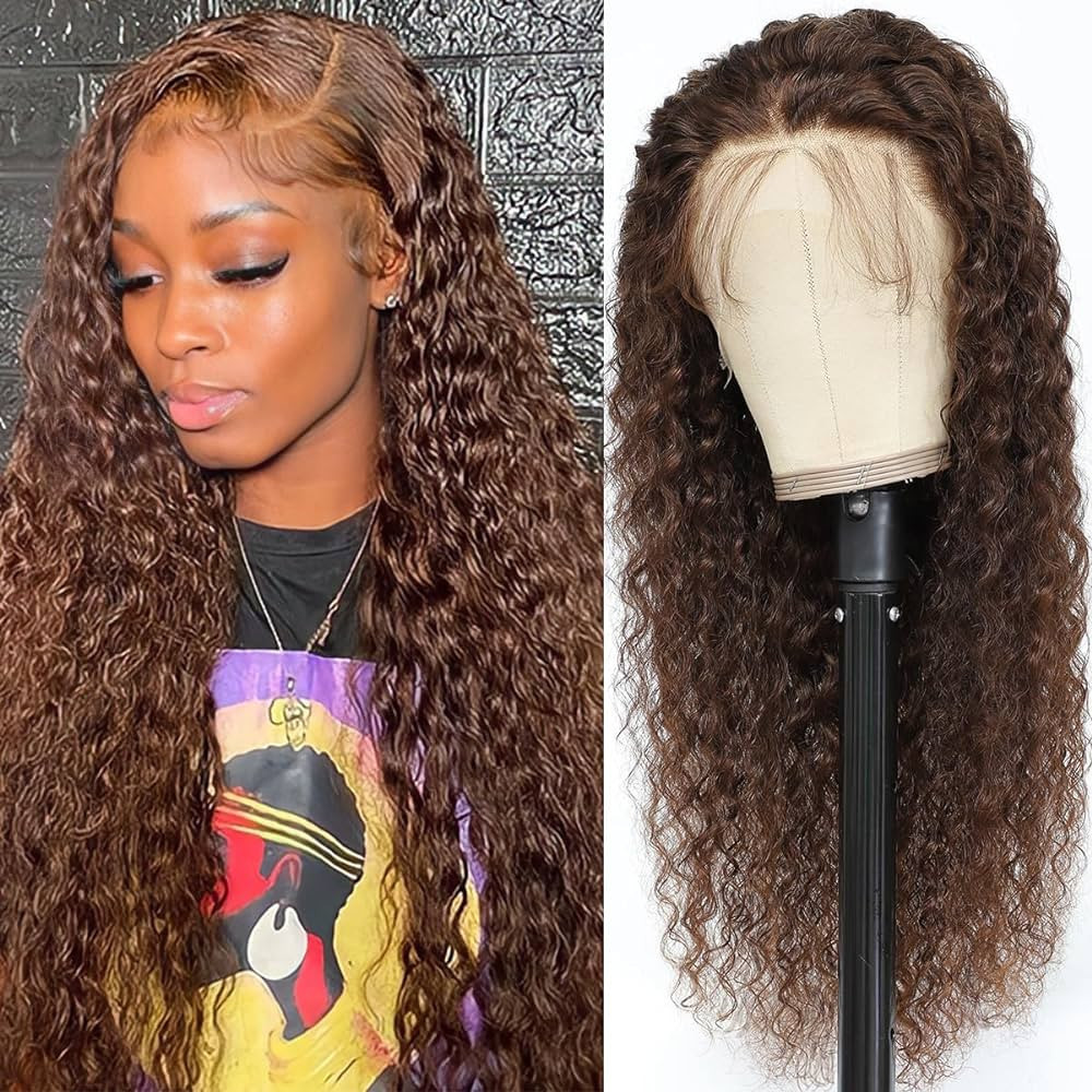 VCkiss Chocolate Brown Lace Front Wigs Human Hair Pre Plucked 26inch Deep Wave13x4 HD Lace Fronta... | Amazon (US)