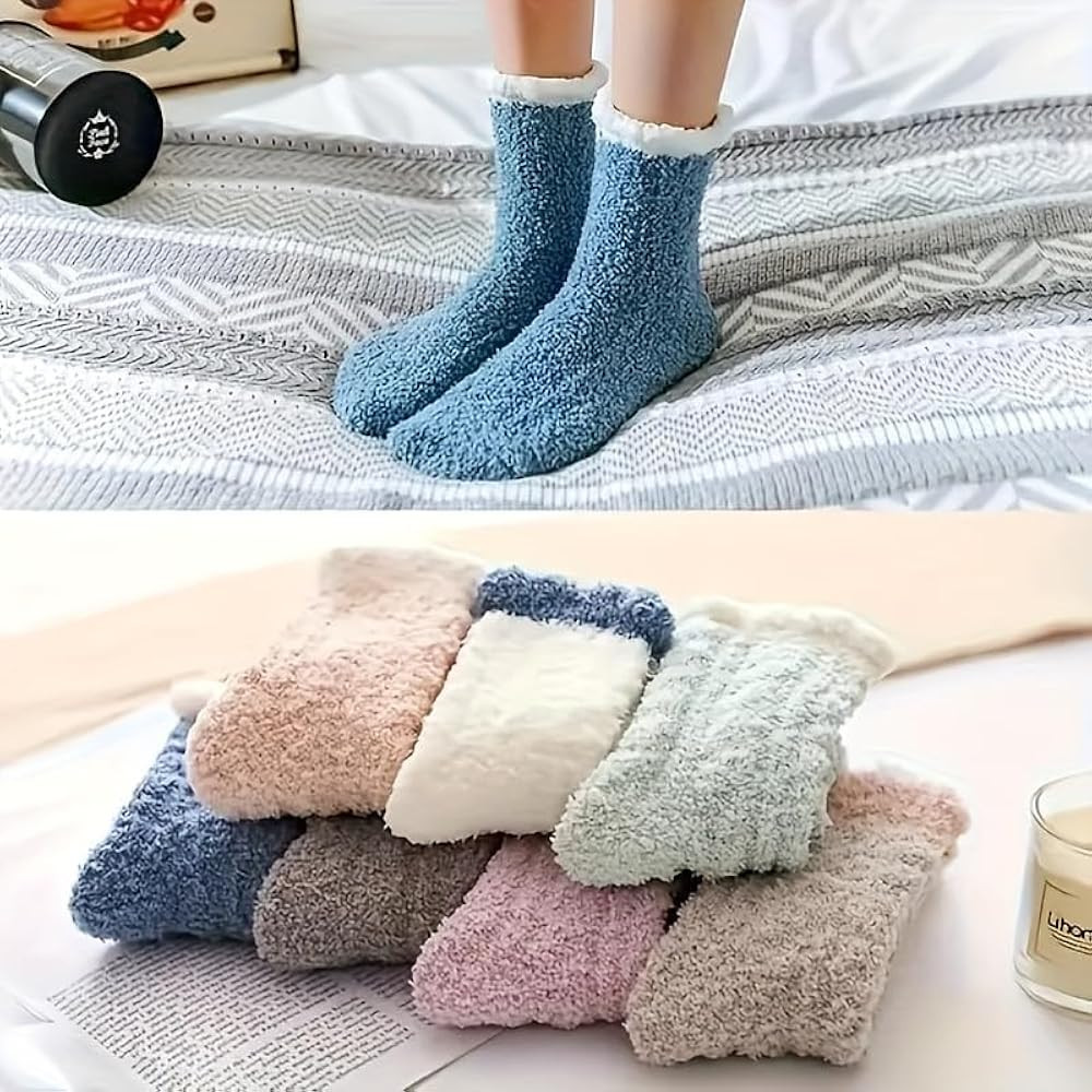 Amazon.com: 6 Pairs Womens Fuzzy Socks for Women, Warm Soft Christmas Sleeping Socks for Women Ch... | Amazon (US)