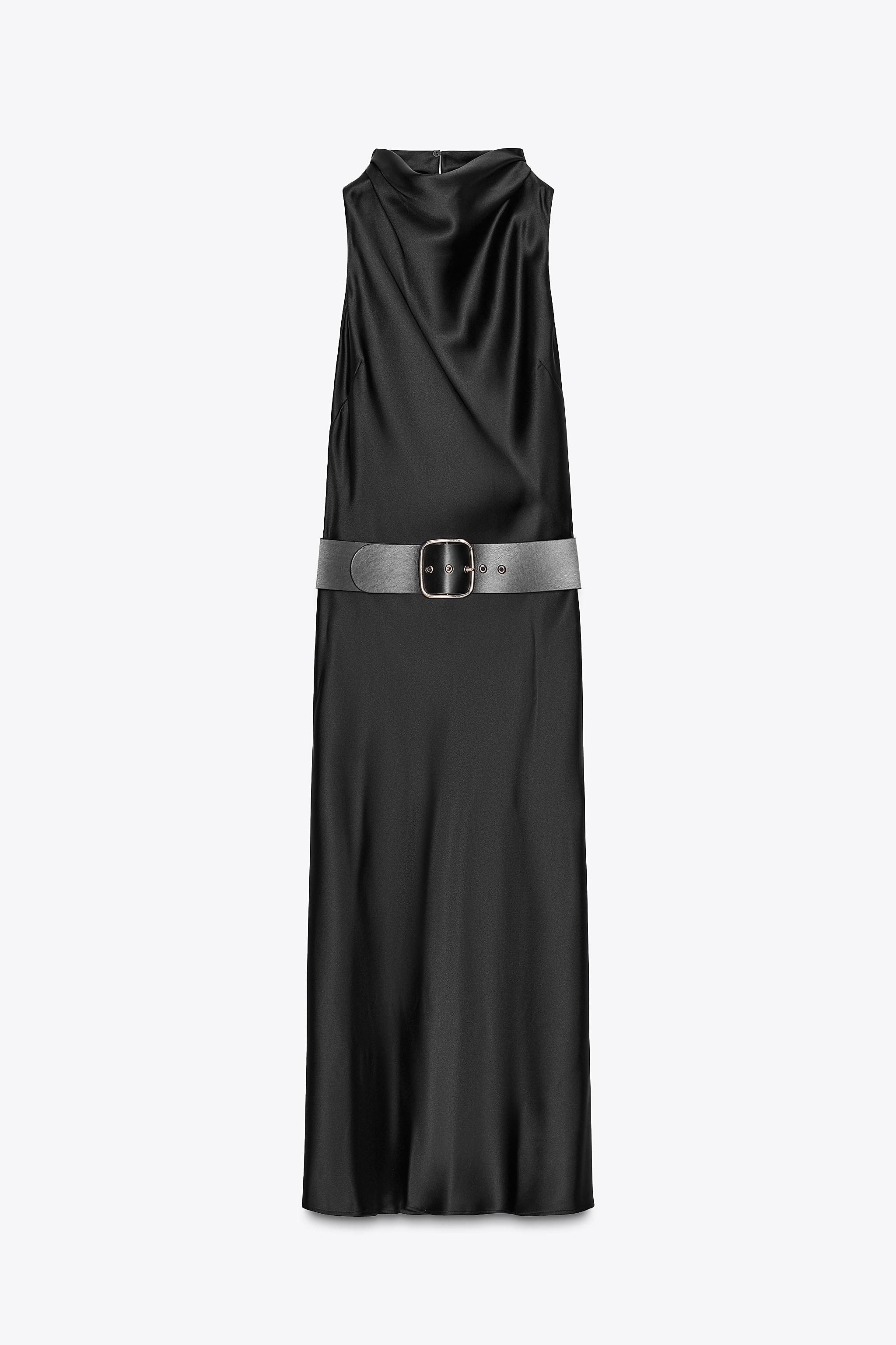 BELTED SATIN MIDI DRESS | Zara US