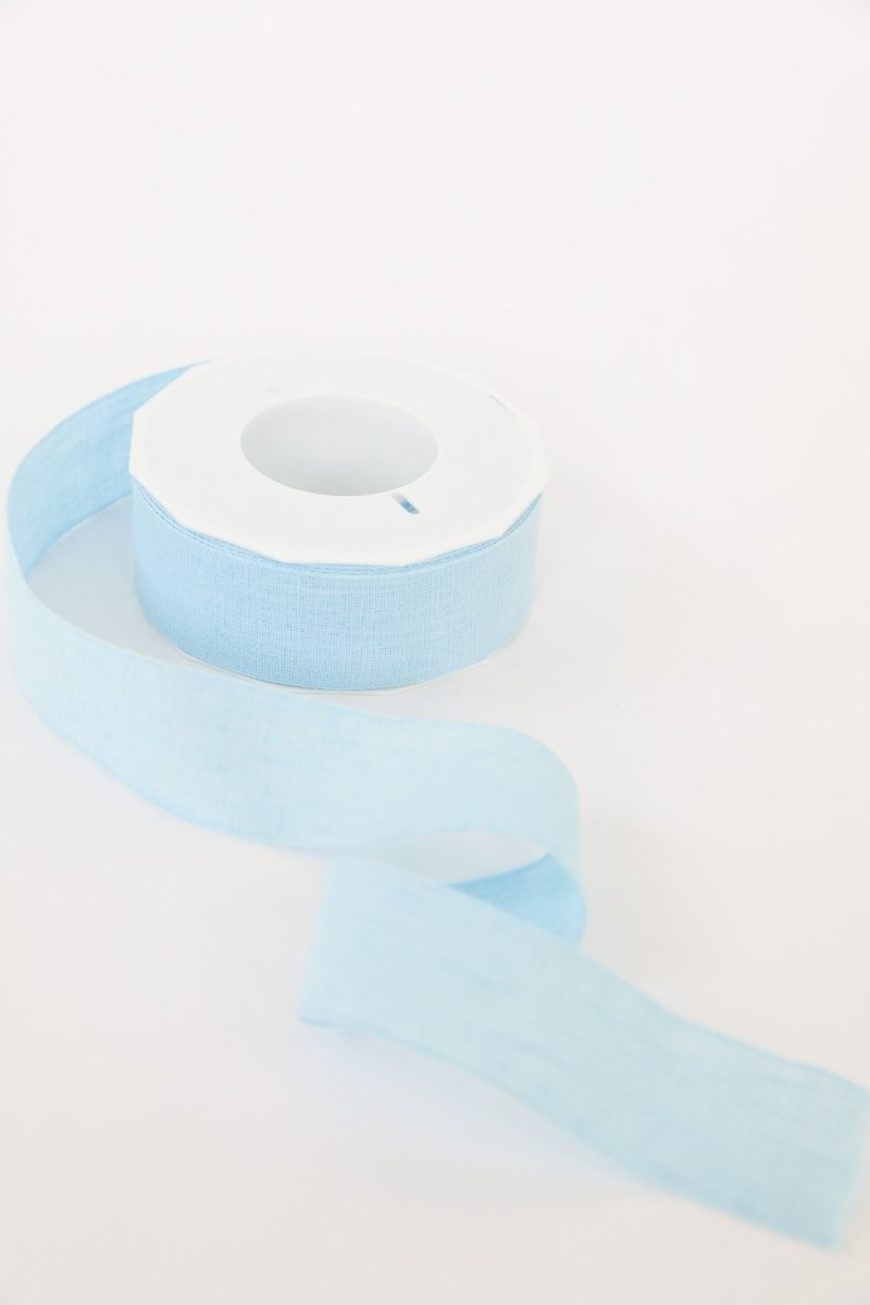 Light Blue Linen Holiday Ribbon | Jansen Home