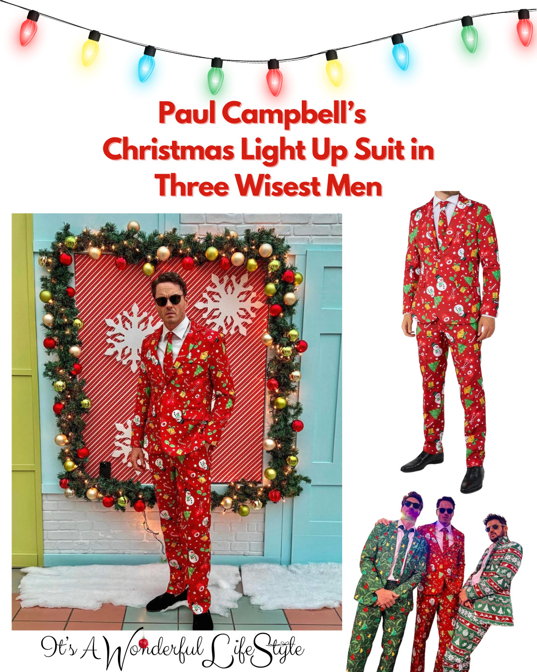 Light up the holidays in style with Paul Campbell’s Christmas Icons Light-Up Suit from Hallmark’s "Three Wisest Men" 🎄💡 

This fun and festive suit features cheerful holiday icons that sparkle with every move—perfectly capturing the playful energy Paul brings to his role as one of the Brenner brothers. Whether you’re needing a gift idea for him, or hosting a Christmas party, attending an ugly sweater night, or just want to make the season a little brighter, this suit delivers the perfect mix of humor, holiday charm, and head-turning style. Bring on the laughs and the lights! 

 #LTKGiftGuide #LTKHoliday #LTKMens