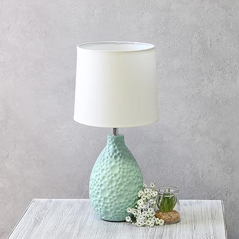 Simple Designs LT2003-BLU Texturized Stucco Ceramic Oval Table Lamp, Blue | Amazon (US)