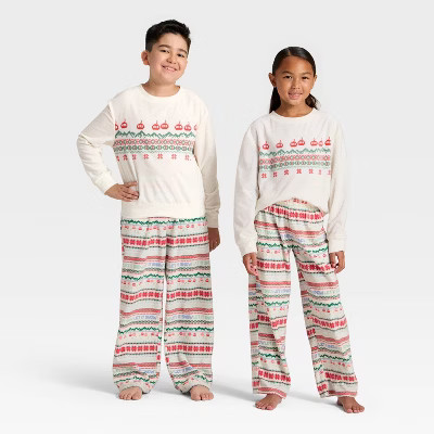 Kids' "Let it Snow" Fair Isle Microfleece Holiday Matching Family Pajama Pants - Wondershop™ Cr... | Target