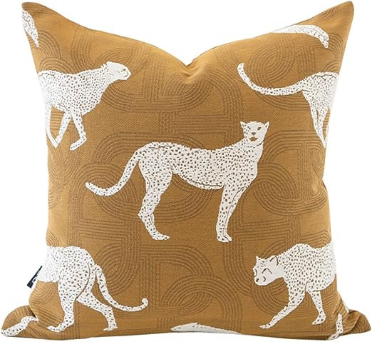 Croker Horse 18x18'' Inches Throw Pillow Cushion Cover - Leopard Cheetah Pattern Chenille Jacquar... | Amazon (US)