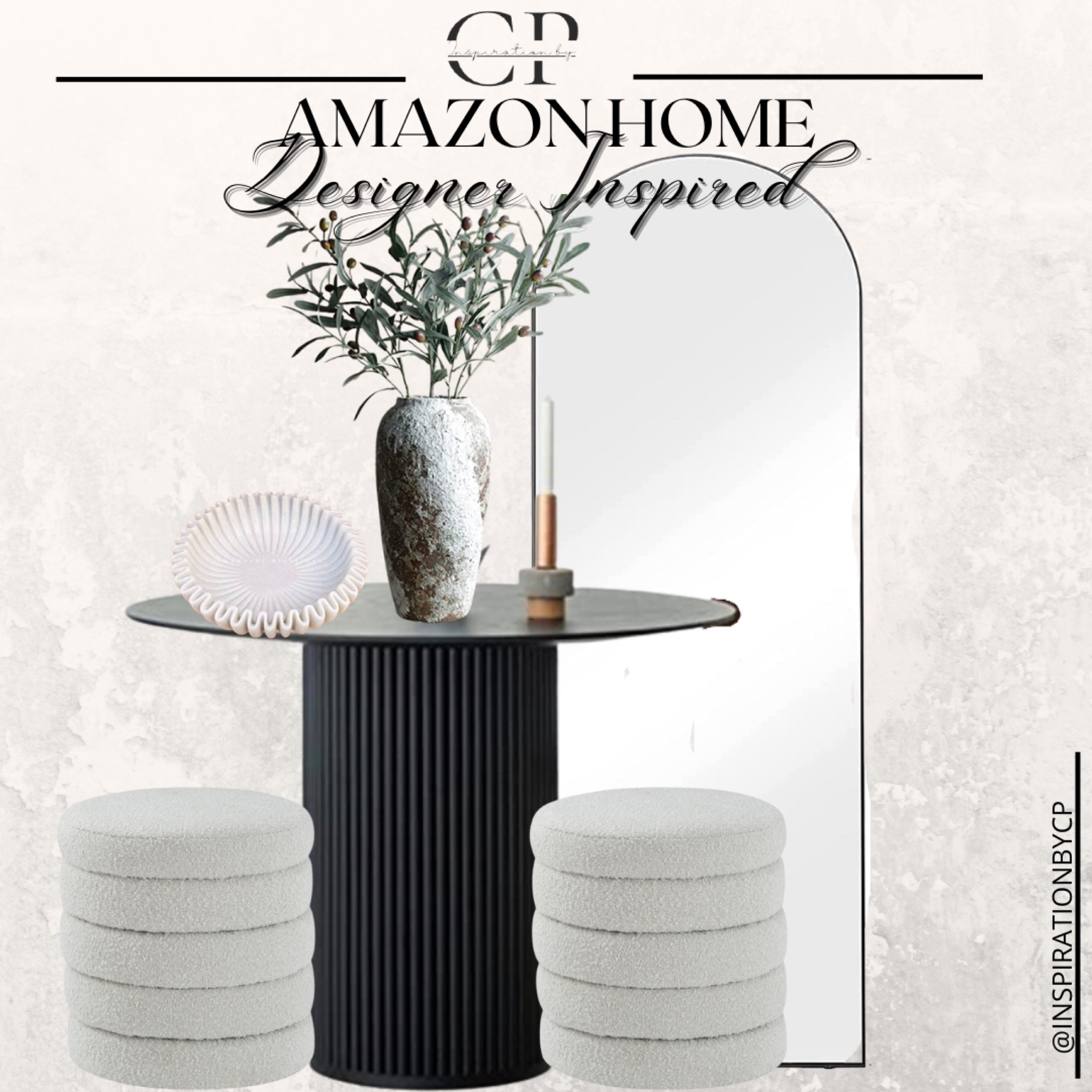 Entryway Styling from Amazon 
Follow @InspirationbyCP on instagram for more sources and daily deals!

Amazon, Amazon home, entryway decor, entryway styling, reeded furniture, fluted furniture, arched mirror, marble bowl, vases, distressed vases, home decor, boucle ottoman, livingroom furniture, dining table 

#LTKhome #LTKstyletip #LTKFind