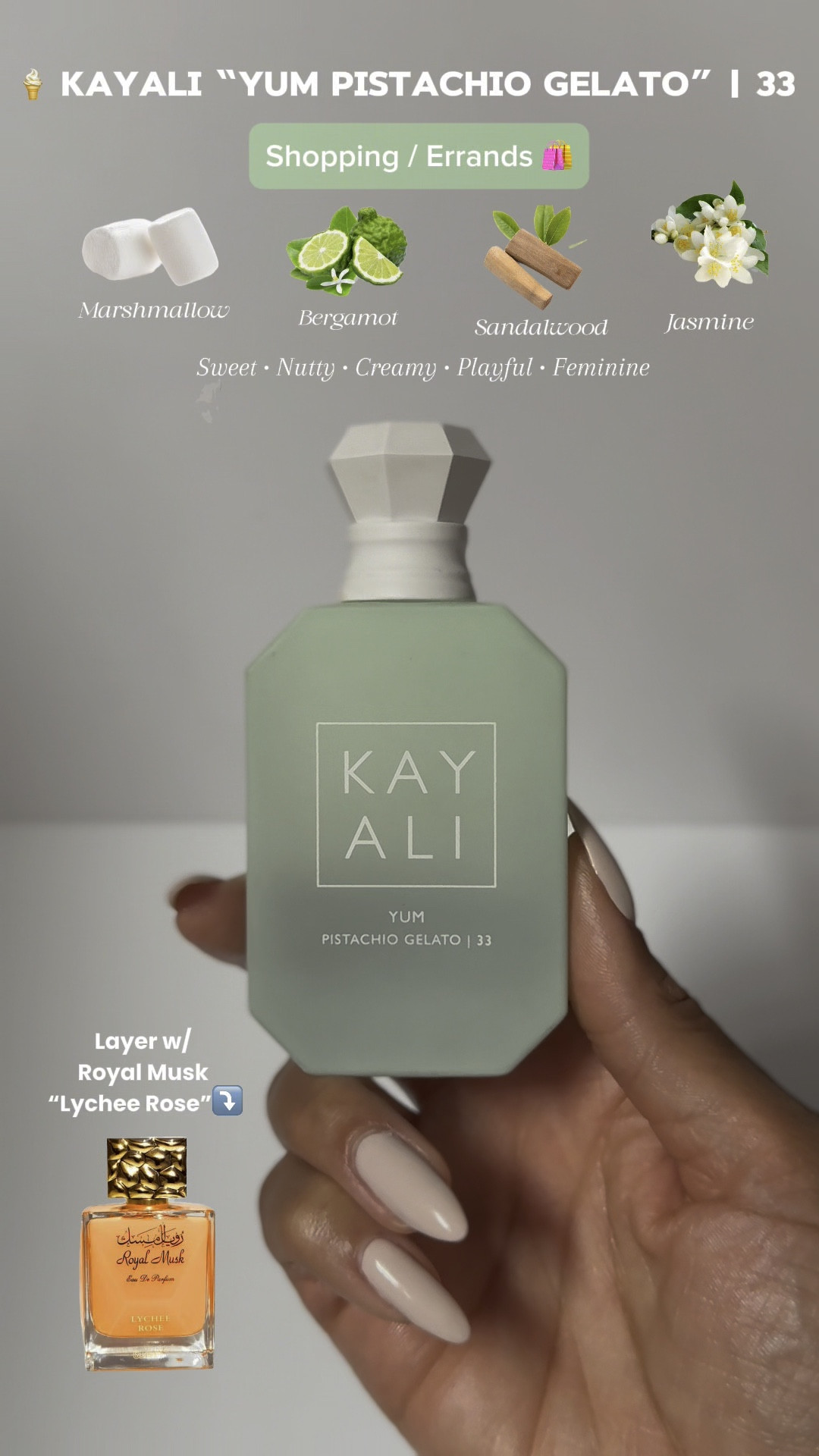 Sweet… but make it soft and feminine 🍦🌸
This combo is literally dessert + pretty girl energy.

Kayali Yum Pistachio Gelato + Lychee Rose (Royal Musk) =
creamy, nutty sweetness + juicy rose + clean musk = addictive.

If you want a spring scent that gets compliments EVERY time… this is it.


#LTKSeasonal #LTKBeauty #LTKselfcare