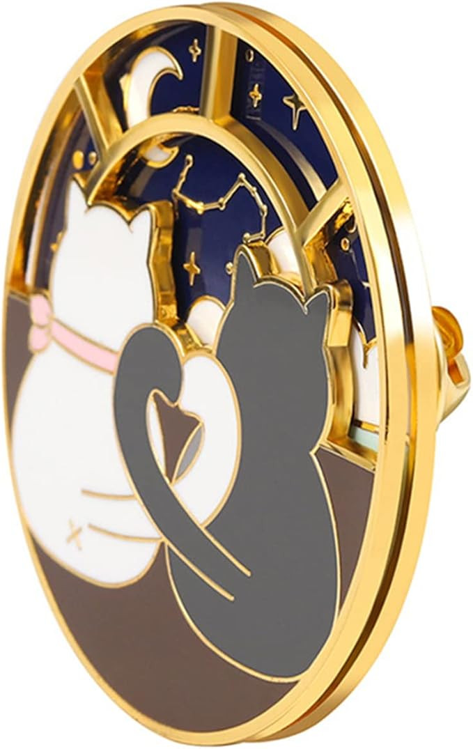 Spinner Anime Cat Enamel Pin - Rotatable Cute Couple Cats Alloy Metal Brooch Lapel Pins for Backp... | Amazon (US)