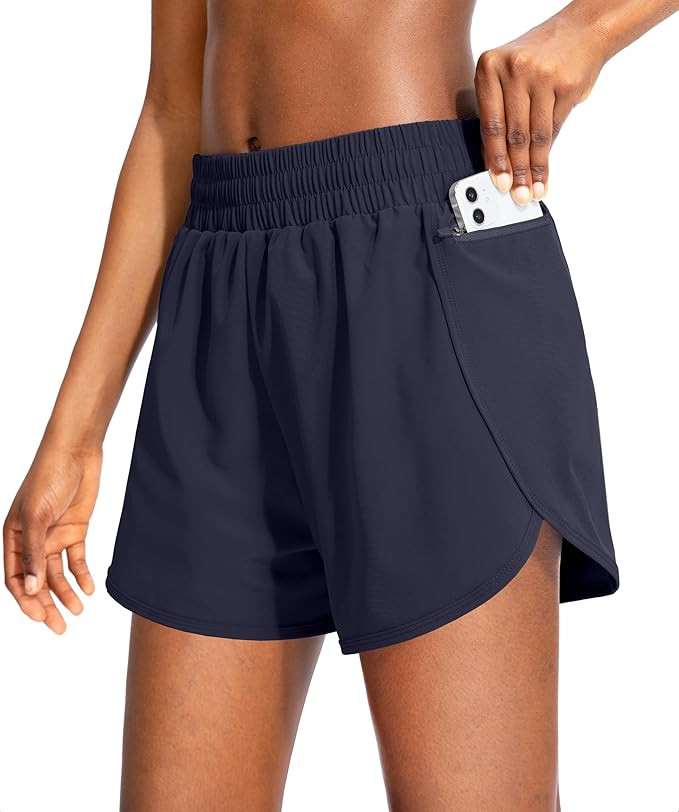 Soothfeel Womens Running Shorts with Zipper Pockets 3"/5" High Waisted Athletic Gym Workout Short... | Amazon (US)