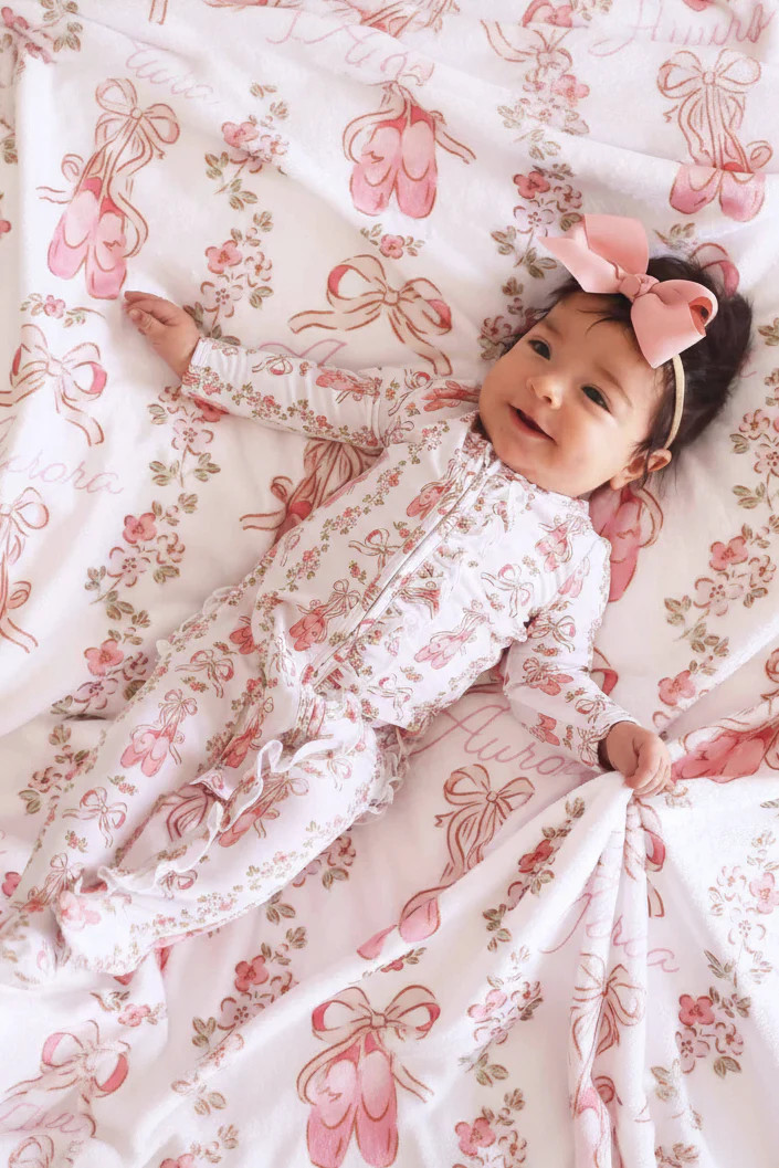 Ballet Blossoms Ruffle Zipper Footie | Caden Lane