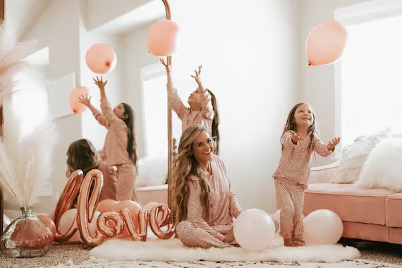 PINK HEART PAJAMAS |mommy and me pajamas, family pajamas, mother daughter, matching outfits, matc... | Etsy (US)