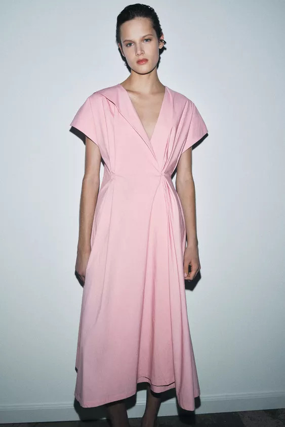 ZW COLLECTION PLEATED POPLIN DRESS | Zara US