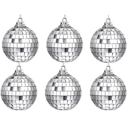 6 Pcs Disco Ball Decoration Ornaments Hanging Mini Mirror Disco Ball with Rope Cake Topper 70s Disco Themed Party Wedding Christmas Supplies (2.36inch) | Walmart (US)