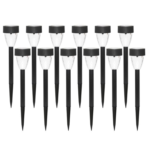 Mainstays Solar Powered Black Tapered LED Path Light, 5 Lumens (12 Count) - Walmart.com | Walmart (US)