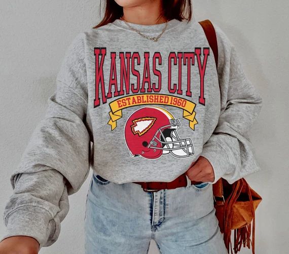 Kansas City Football Sweatshirt  Vintage Style Kansas City - Etsy | Etsy (US)